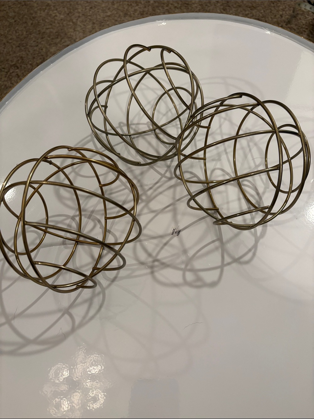 Pier 1 Decorative Metal Wire Orbs - Brass Tone (Set of 3)